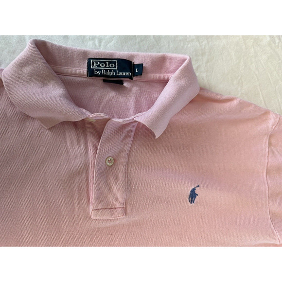 Polo Ralph Lauren Golf Shirt Classic Mens Large Pink w/Blue Pony Short Sleeve - Picture 3 of 10